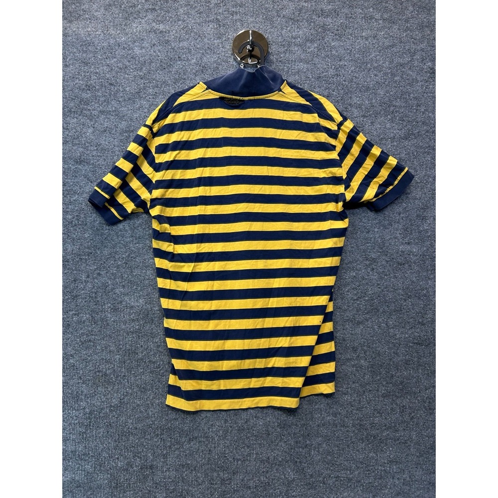 Vintage Polo Ralph Lauren Polo Shirt Men's Yellow Blue Striped Classic Golf - Picture 2 of 7